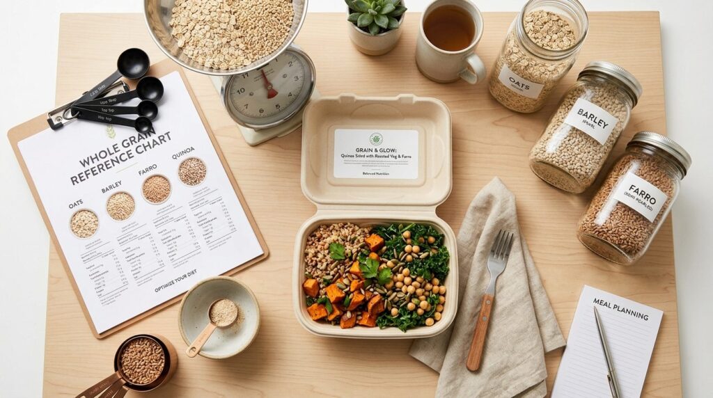 Close-up overhead shot of a nutritionists desk with a deliv