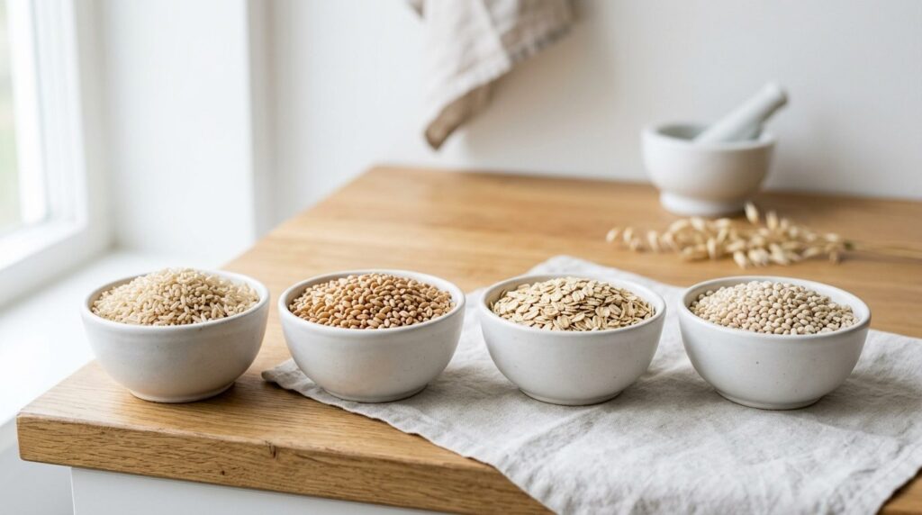 Close-up professional photography of whole grain varieties i